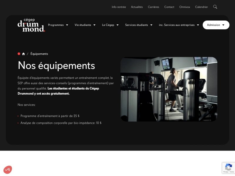 Aperçu de Salle d'entraînement Physique (SEP) du Cegep de Drummondville