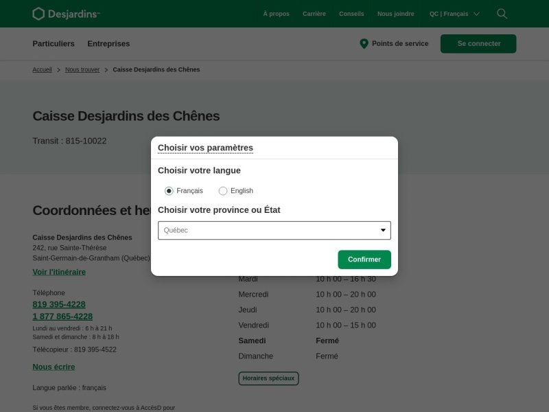 Aperçu de Caisse Desjardins des Chênes