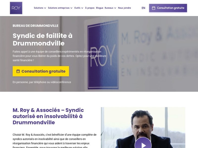 Aperçu de M. Roy & Associés - Syndic autorisé en insolvabilité (Syndic de faillite) - Drummondville