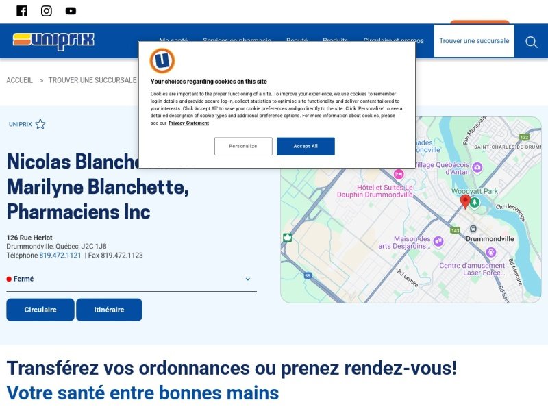 Aperçu de Uniprix N. Blanchette et M. Blanchette, pharmaciens inc.