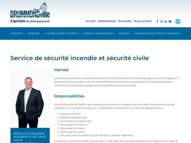 Aperçu de Service de sécurité incendie et sécurité civile - Ville de Drummondville